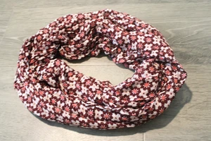 LOFT OUTLET Lightweight Infinity Accent Scarf Boho Floral 22x66" Pink Maroon - Picture 1 of 10