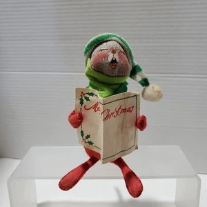 Vintage 90s 1991 Annalee Doll Merry Christmas Gray Mouse Caroler Singing Posable - Bild 1 von 15