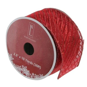 Northlight Red Wired Christmas Craft Ribbon 2.5" x 10 Yards - Picture 1 of 3