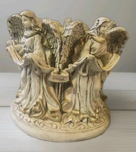 8" 5 Ángel Pilar Círculo Candelabro Inscrito Amor, Alegría, Paz, Gracia y Noel - Imagen 1 de 13