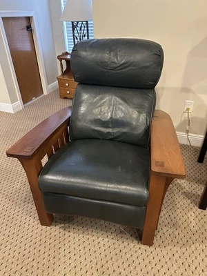 Silla Morris reclinable de cuero roble STICKLEY Mission Foto 1 de 4