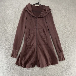 Prairie Underground Long Cloak Hoodie Womens Medium Organic Cotton Chocolate - Picture 1 of 11