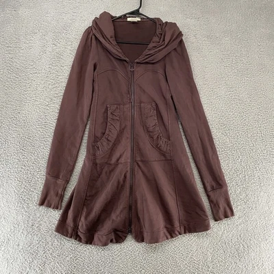 Sudadera con capucha Prairie Underground capa larga para mujer mediana algodón orgánico chocolate Foto 1 de 4