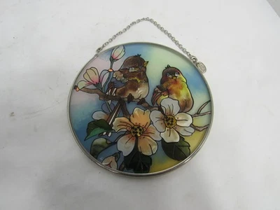 Amia Stained Glass Sun Catcher Bird Gold Finch Finches 4-1/2" Denver CO - Image 1 of 3