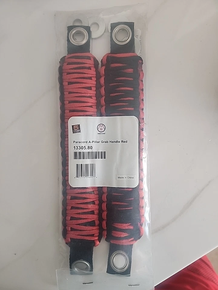 Rugged Ridge 13305.80 Paracord A-Pillar Grab Handle Fits 07-18 Wrangler (JK) Red - Image 1 of 2