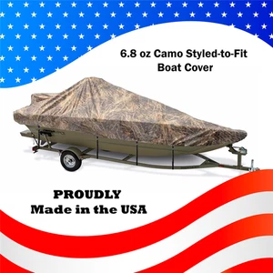 Camo Boat Cover for SMOKER CRAFT Boats Made in US Super Heavy-Duty Trailerable - Picture 1 of 12