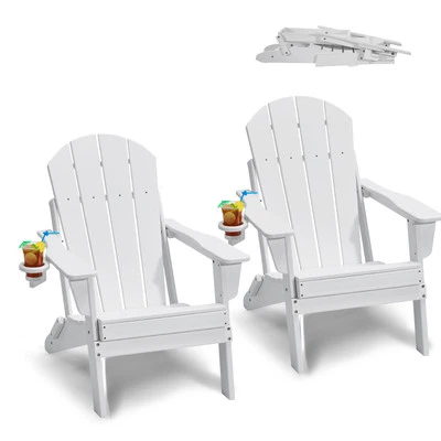 Folding Adirondack Chair All-Weather for Patio Outdoor BBQ Garden Lawn 2 Pack - Image 1 of 4