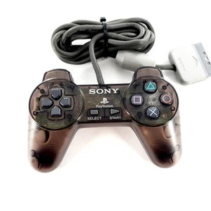 Controlador Sony PlayStation 1 Clear Smoke Black con cable SCPH-1080 OEM probado funciona - Imagen 1 de 7