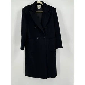 Paul et Duffier Womens Black Wool Blend Trench Coat Vintage Old Money Minimalist - Picture 1 of 7