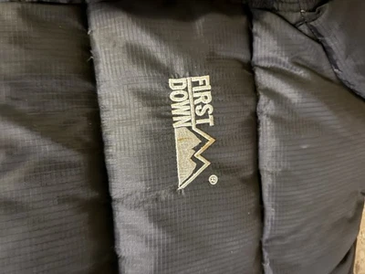 First Down Puffer Jacket Vintage Black & Blue Mens XL Duck Down Logo 90s Y2K - Image 1 of 3