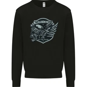 King of the Road Motorcycle Skull Biker Kids Sweatshirt Jumper - Picture 1 of 31