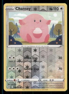 Chansey SWSH08: Fusion Strike #202/264 Common Reverse Holo Pokemon NM - Image 1 of 2