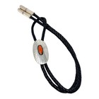 Thomas Nez, Bolo Tie, Coral, Sterling Silver, Navajo Handmade, 32"