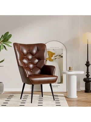 Sillón tapizado moderno de terciopelo con respaldo de ala para sala de estar Foto 1 de 4