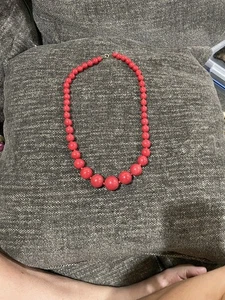 Vintage rote Perlenkette - Bild 1 von 3