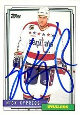 Nick Kypreos autographed Hockey Card (Washington Capitals) 1992 Topps #193