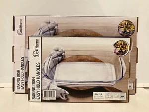 Juego de 2 cazuelas de vidrio para hornear LexiHome 2,1 cuartos y 0,85 cuartos de galón asas de fácil sujeción - Imagen 1 de 4