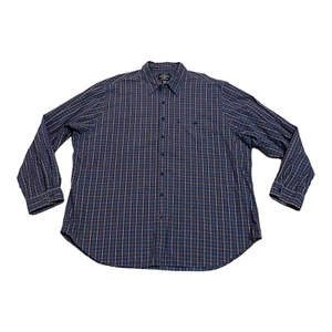 Polo Jeans Co Ralph Lauren Shirt Mens 3XLT Ling Sleeve Button Up Plaid Blue - Picture 1 of 7