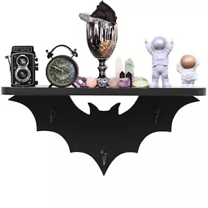 Bat Shelf Floating Black Wall Shelves For Bedroomhalloween Wall Decor Goth Room - Picture 1 of 6