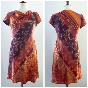 VTG 90s Liz Claiborne Petite Ombre Burnout Paisley Floral Mini Dress Whimsi Sz 2 - Picture 1 of 9
