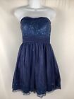 Delia's womens size 7 formal Homecoming bridesmaid gown navy sequin Dress