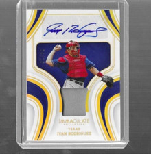 2023 PANINI IMMACULATE COLLECTION IVAN RODRIGUEZ PATCH AUTO 4/10 RANGERS