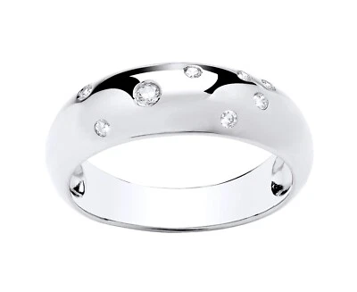 925 Sterling Silver Simulated Diamond Chunky Bombe Abstract Ring size J to U - Image 1 of 4