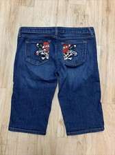 Ed Hardy Love Kills Slowly Skull Women's Capri Jeans Size 31