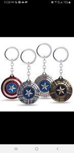 captain america keychain Rotatable Shield Red White And Blue zinc alloy - Picture 1 of 4