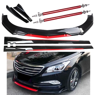 For Hyundai Sonata Front Bumper Lip Splitter Spoiler Side Skirt Glossy Black Foto 1 de 4