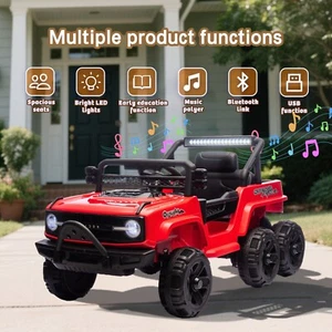 Kids Car Electric Ride on Jeep 6 Wheels Truck Toy with Remote Bluetooth LED Red - Picture 1 of 21