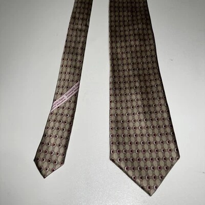 Masculino Ermenegildo Zegna Design Exclusivo Luxo Rosa Bronzeado Geométrico 100% Seda  - Imagem 1 de 4