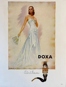 Anuncio de reloj Doxa 1947 - Arte Charles Lemmel - Fanático de la moda para mujer - Anuncio impreso vintage - Imagen 1 de 1
