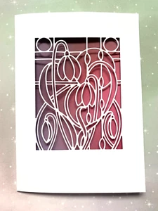 TARJETA EN BLANCO ART NOUVEAU 5" X 7" CON ENV X 4...APERTURA GOTAS DE NIEVE...BLANCA - Imagen 1 de 2
