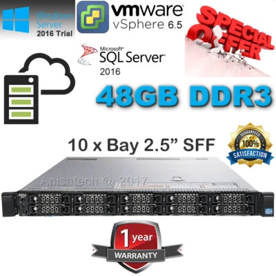 Dell PowerEdge R620 XeonE5-2680 3.50GHz Turbo 48GB DDR3 240GB SSD - 2x900GB 10K - Image 1 of 4