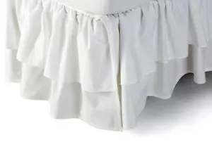 RACHEL ASHWELL COUTURE Liliput White Double Ruffle KING BEDSKIRT Shabby Chic - Picture 1 of 5