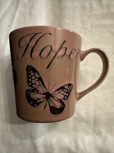 Pfaltzgraff Everyday "Hope" Kaffee-/Teebecher rosa lila Schmetterlinge 4 1/4" hoch - Bild 1 von 4