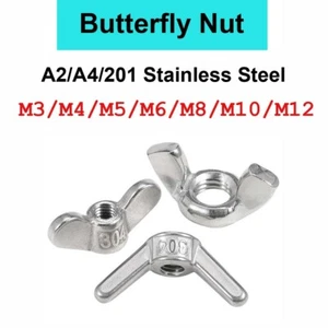 Wing Nuts To Fit Metric Bolts Screws A2 Stainless Steel M3 M4 M5 M6 M8 M10 M12 - Picture 1 of 15