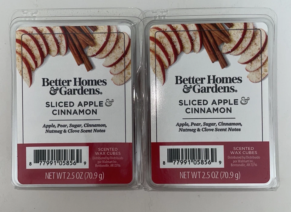 Better Homes & Gardens BHG Scented Wax Cubes Melts Sliced Apple Cinnamon 2 Lot