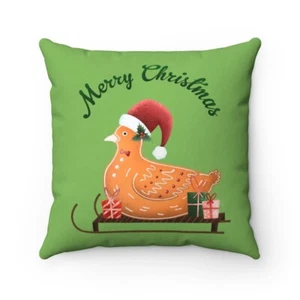 Christmas Cookie Boo the Hen Spun Polyester Square Pillow Case - Picture 1 of 10