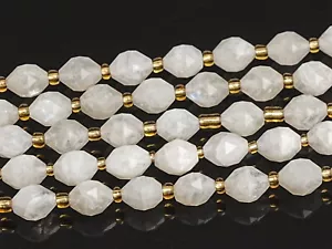 Cuentas de piedra lunar blanca natural genuina de 6 mm AA barril de tambor cuentas de arroz cuentas sueltas - Imagen 1 de 3