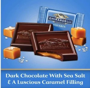 GHIRARDELLI DARK CHOCOLATE SEA SALT CARAMEL SQUARE - BULK LIMITED VALUE PRICE!!! - Picture 1 of 4