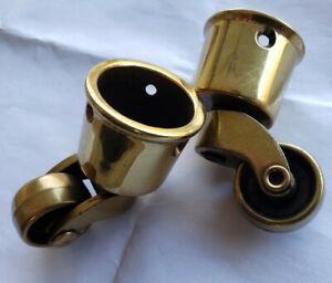 Keeler  Brass Cup Caster 1" dia wheel Polished Finish Sold by the Pair