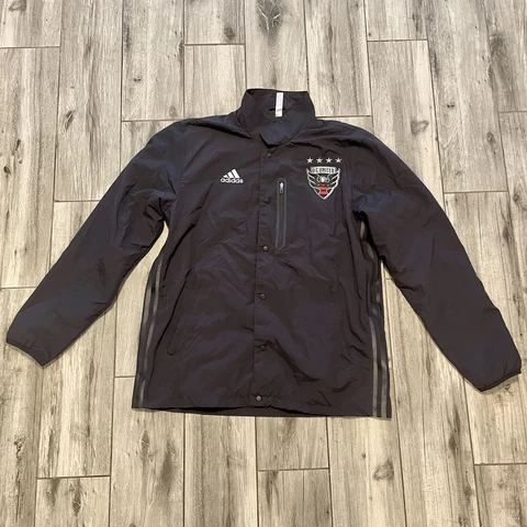 Adidas DC United Soccer Jacket Ladies  Windbreaker Medium Grey Back Spellout Cover
