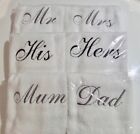 Personalised Face Cloth Set Of 2  His Hers  Mr Mrs   Embroidered Gift  Wedding