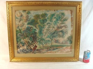 Antique 1930 Karl Free Man on Horseback in Landscape W/C Painting - Picture 1 of 12