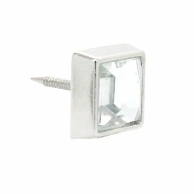 Clear Crystal Square 1/2" Tack Upholstery Nail Nickel 10 Pack NB0552-02 - Image 1 of 3