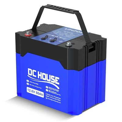 DCHOUSE 12V 50Ah Portable Lifepo4 Battery Lithium Battery for RV Trolling Motor Camping