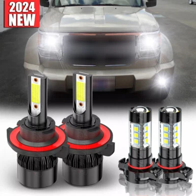 Faróis de LED feixe alto baixo + lâmpadas de neblina para Dodge Nitro 2010-2011 9008 5202 - Imagem 1 de 4