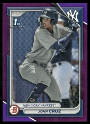 2024 Bowman Prospects Purple 143/250 John Cruz #BP-77 TS8 - Image 1 of 2